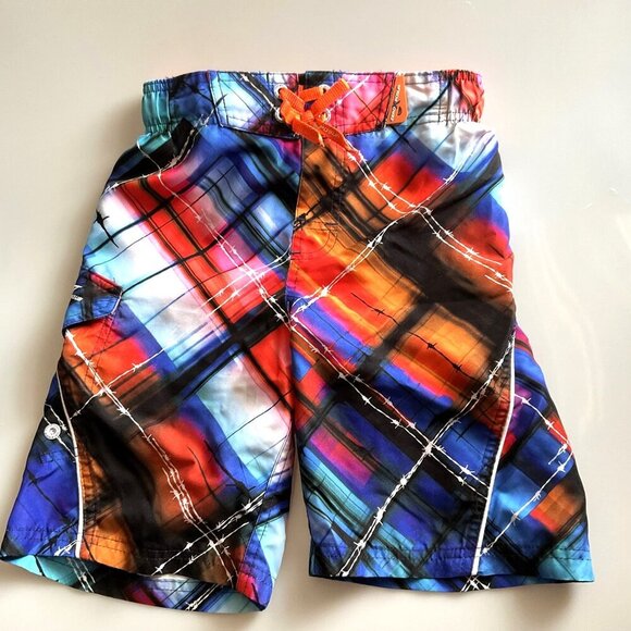 NEW PLAID BARBED WIRE SWIM TRUNKS BOARD SHORTS - Picture 3 of 7